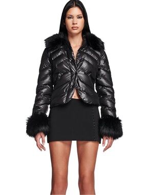 I.AM.GIA Black Faux-Fur Puffer Jacket